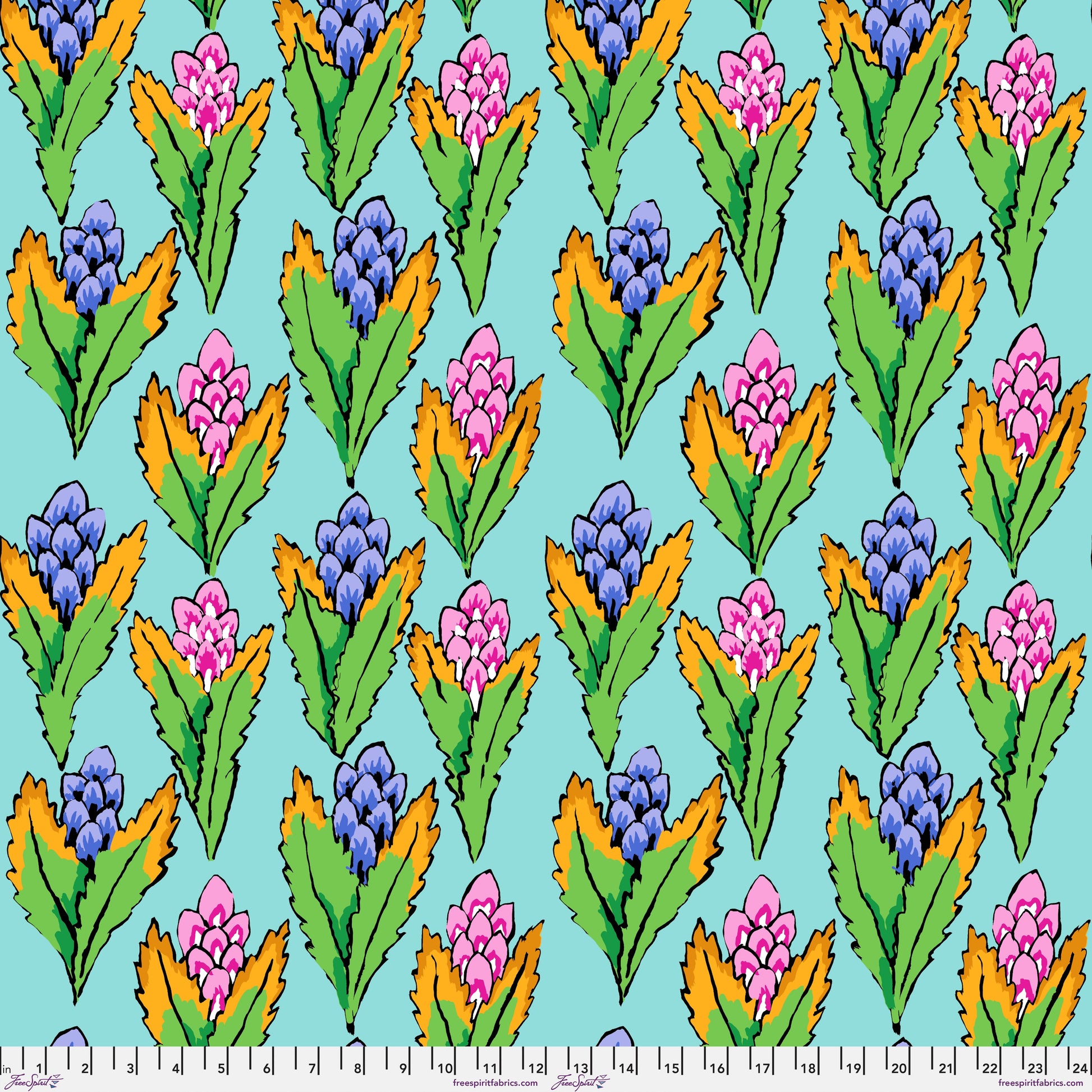 Hyacinth in Duck Egg quilting fabric, part of the Kaffe Fassett Collective February 2026 fabric collection (SKU: PWGP214.DUCKEGG)