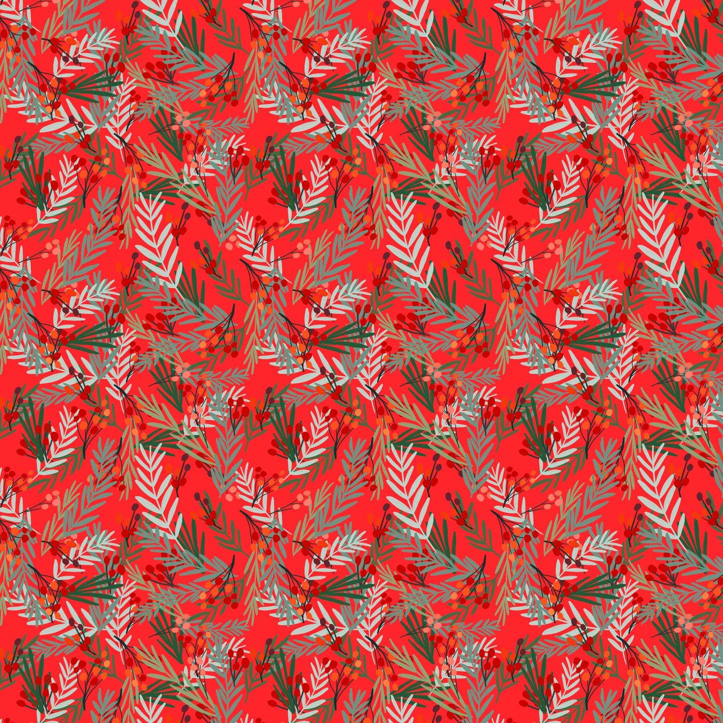 Deli Berries quilting fabric, part of the Christmas Spirit fabric collection by Mia Charro (SKU: PWMC072.XRED)