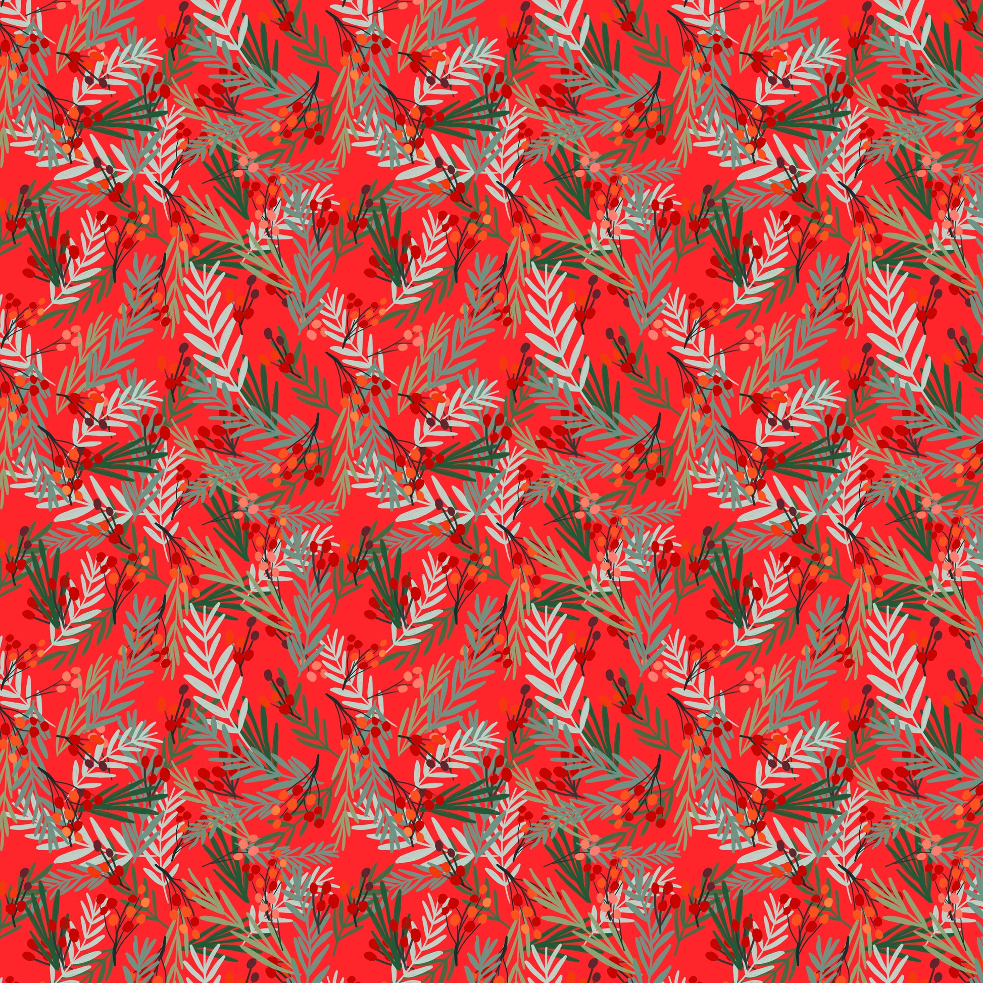 Deli Berries quilting fabric, part of the Christmas Spirit fabric collection by Mia Charro (SKU: PWMC072.XRED)