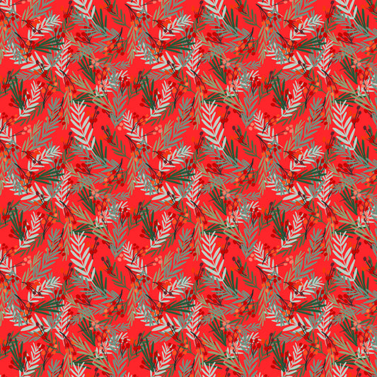 Deli Berries quilting fabric, part of the Christmas Spirit fabric collection by Mia Charro (SKU: PWMC072.XRED)