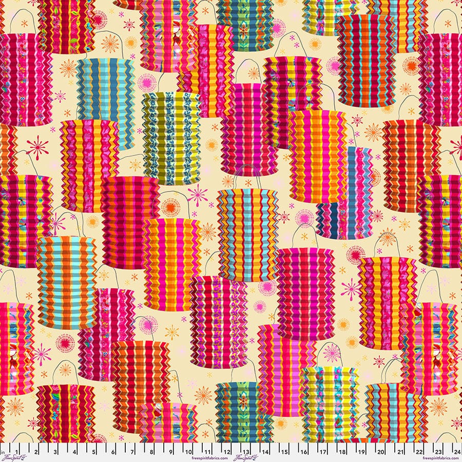 Lanterns in Cream fabric, part of the Festival fabric collection by Odile Bailloeul (SKU: PWOB114.CREAM)