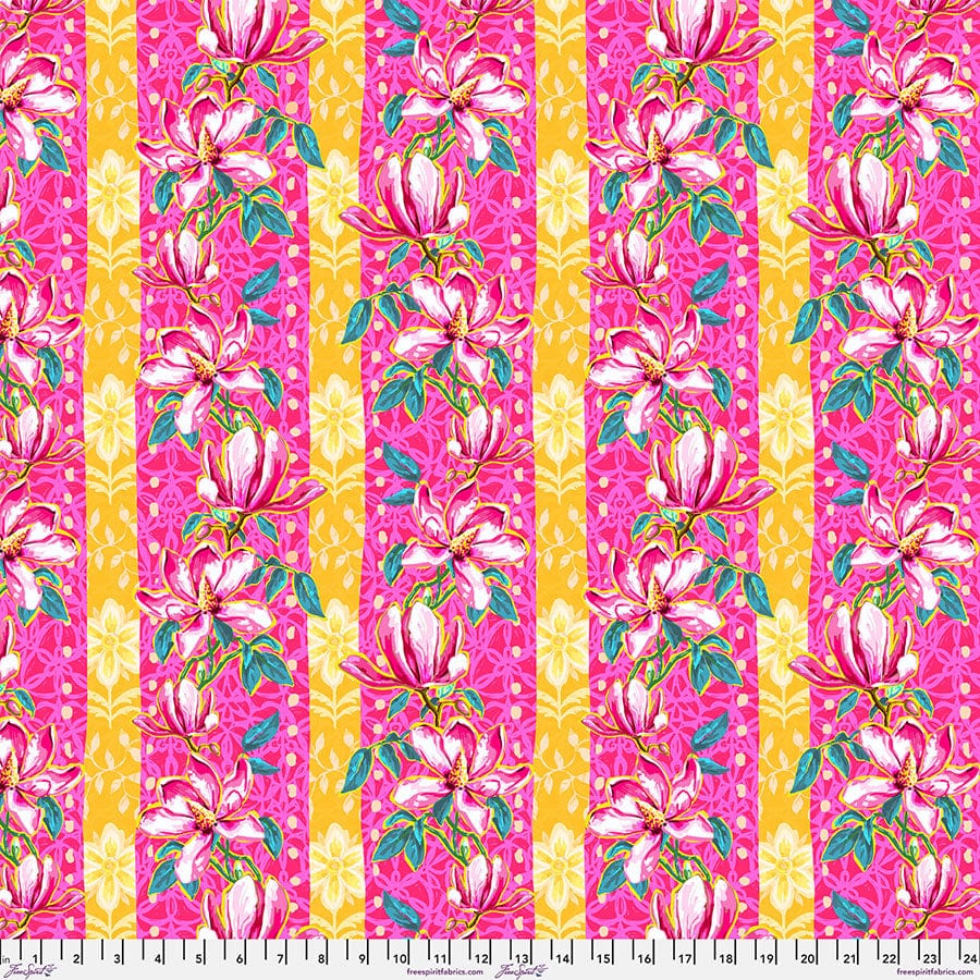 Magnolias in pink fabric, part of the Festival fabric collection by Odile Bailloeul (SKU: PWOB119.PINK)