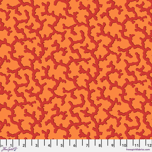 Coral in Red quilting fabric, part of the Kaffe Fassett Collective fabric collection by Philip Jacobs (SKU: PWPJ004.RED)