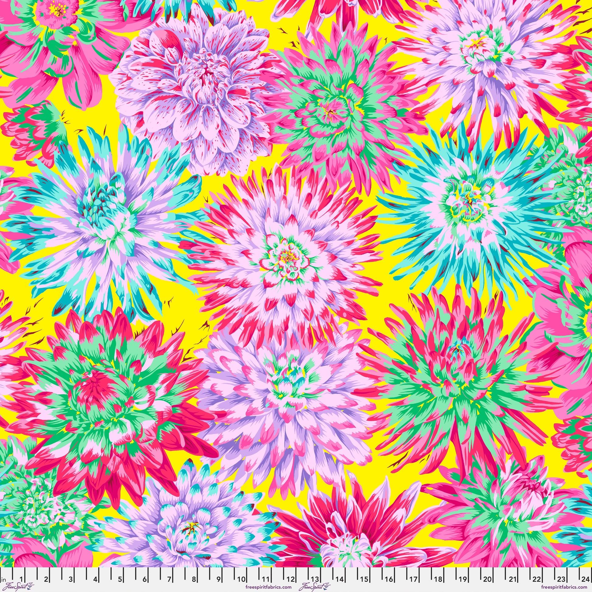 Cactus Dahlia in Spring quilting fabric, part of the Kaffe Fassett Collective February 2026 fabric collection (SKU: PWPJ054.SPRING)