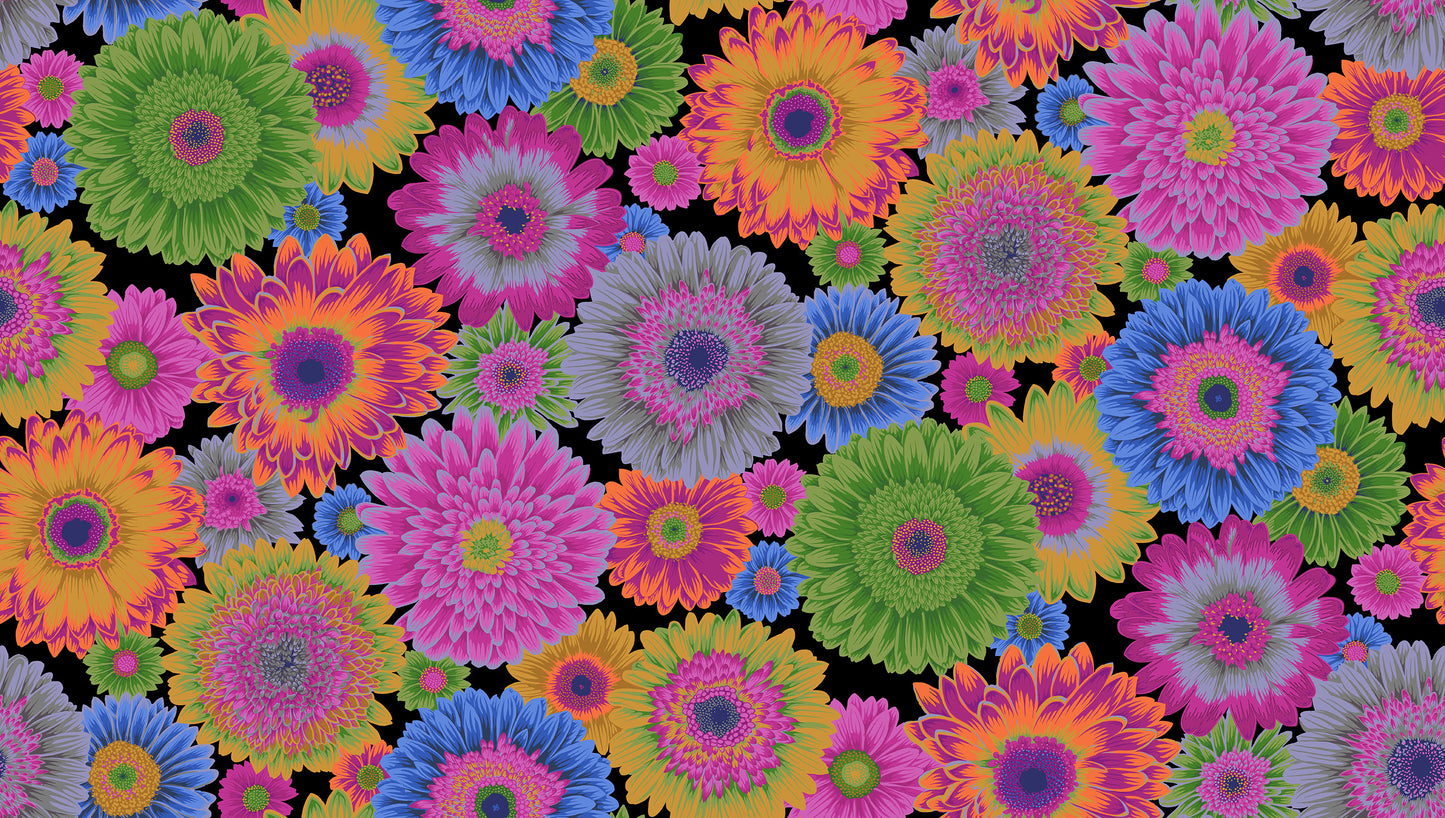 Gerbera Daisies in Dark - Kaffe Fassett Collective - Half Yard