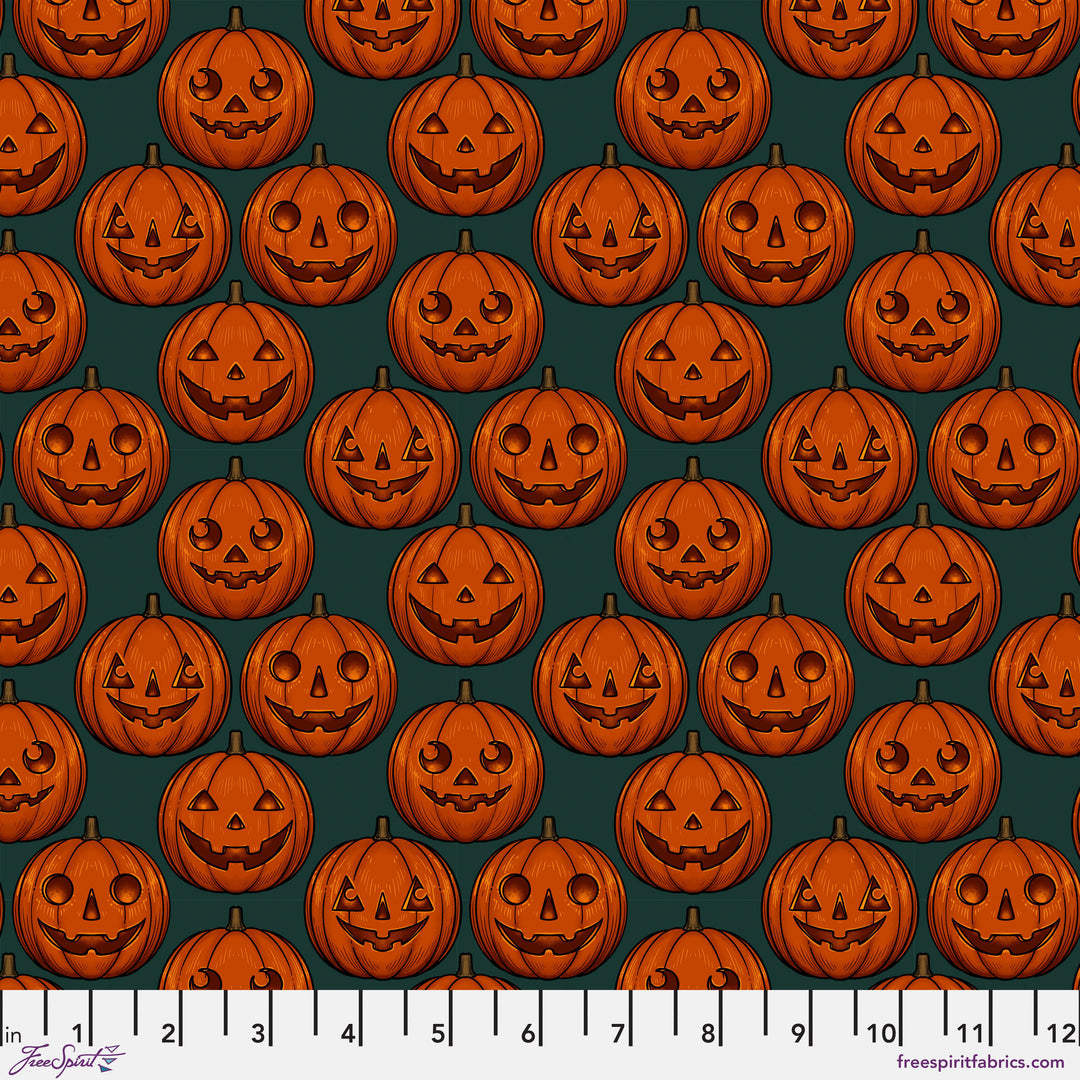 PREORDER - Mystic Moonlight - Pumpkin Grid in Green - Rachel Hauer - PWRH093.GREEN - Half Yard