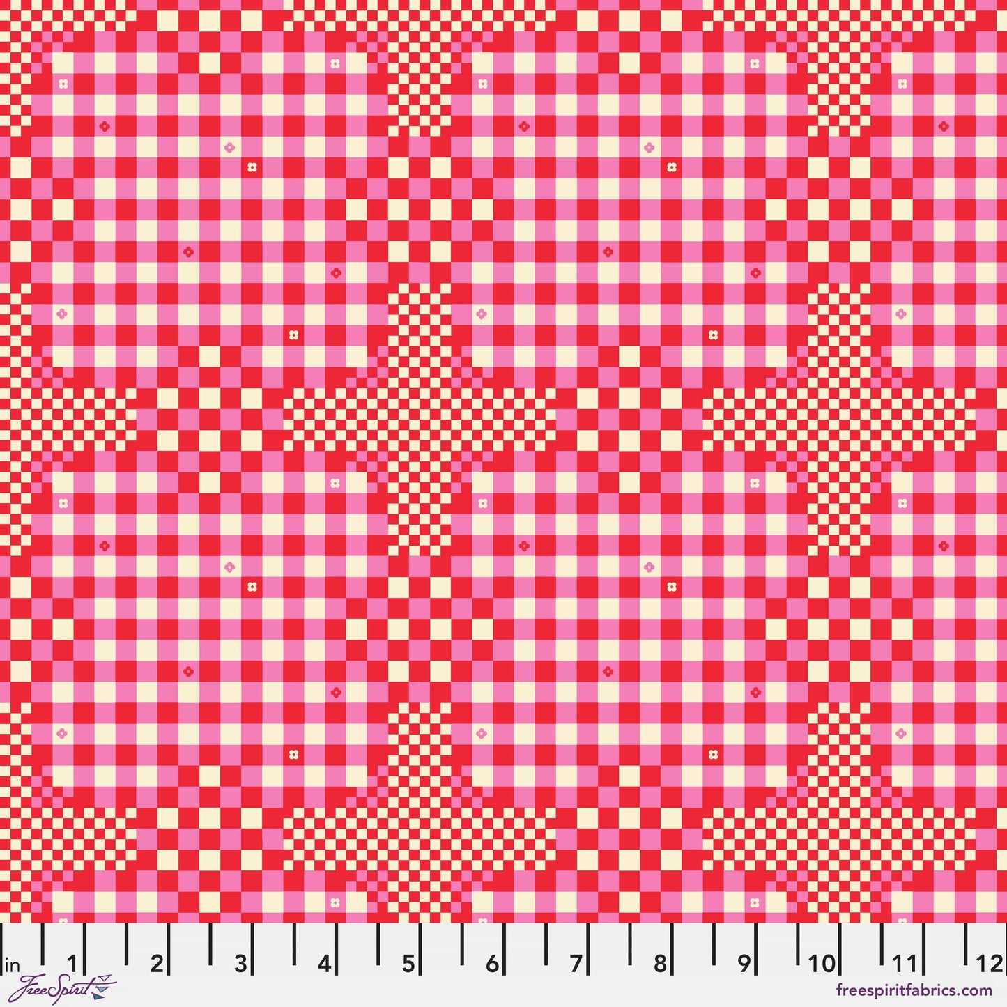 Gingham Checks in Hot Pink quilting fabric, part of the Market Days fabric collection by Stacy Peterson (SKU: PWST044.XHOTPINK)