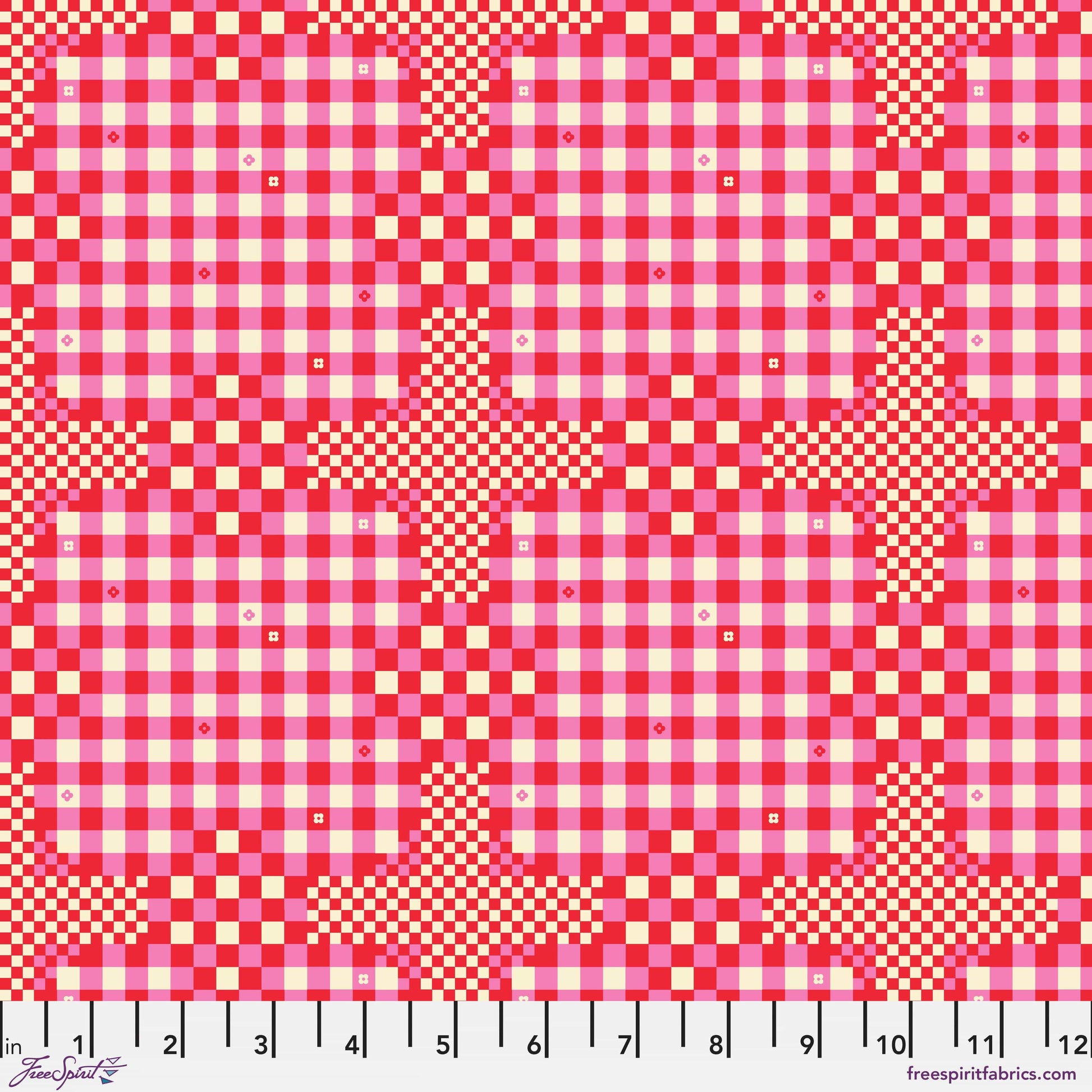 Gingham Checks in Hot Pink quilting fabric, part of the Market Days fabric collection by Stacy Peterson (SKU: PWST044.XHOTPINK)