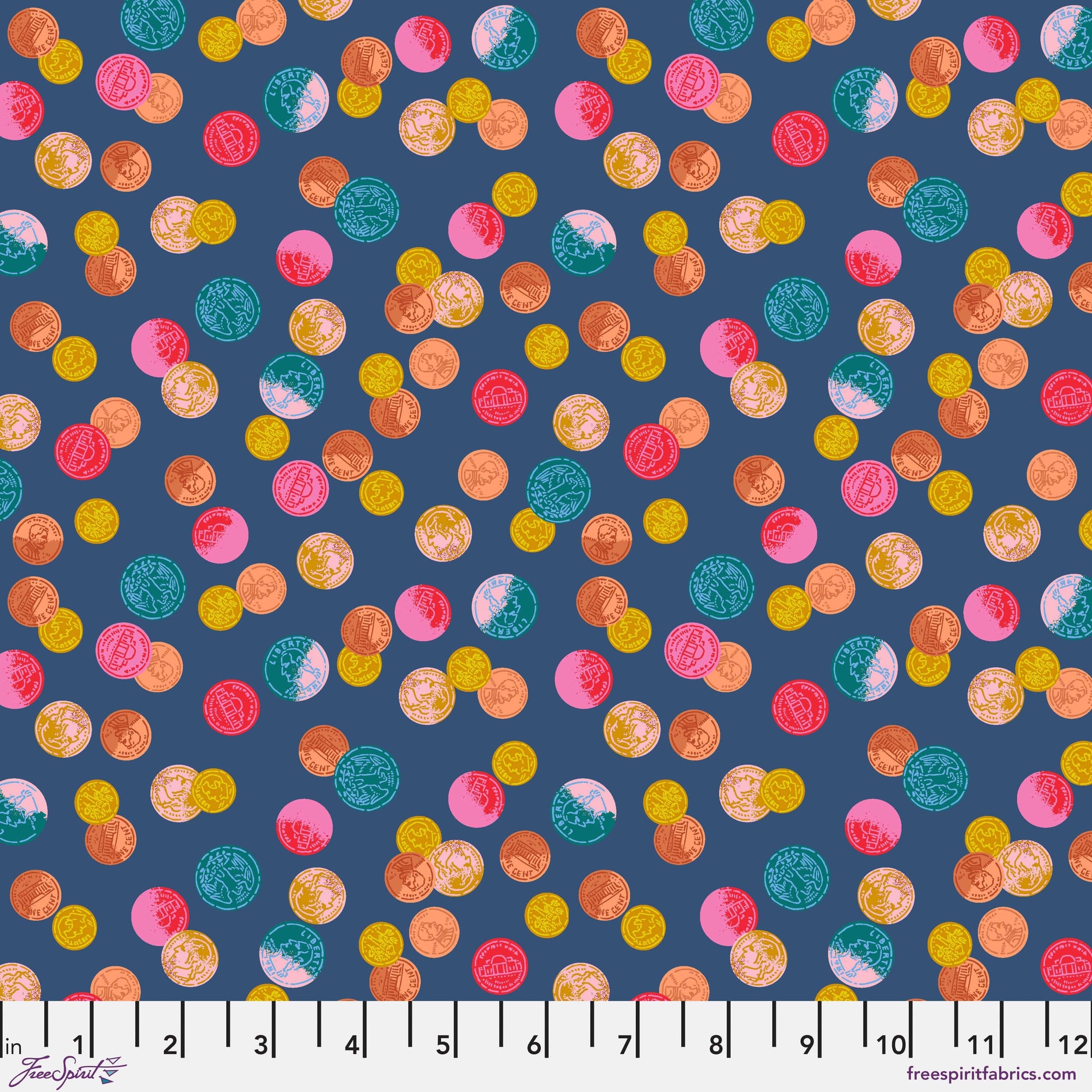 Thrifty in Navy quilting fabric, part of the Market Days fabric collection by Stacy Peterson (SKU: PWST045.XNAVY)