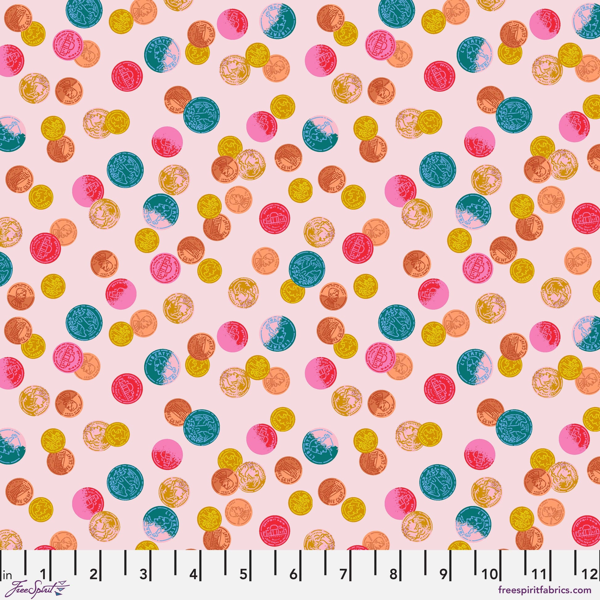 Thrifty in Pale Pink quilting fabric, part of the Market Days fabric collection by Stacy Peterson (SKU: PWST045.XPALEPINK)