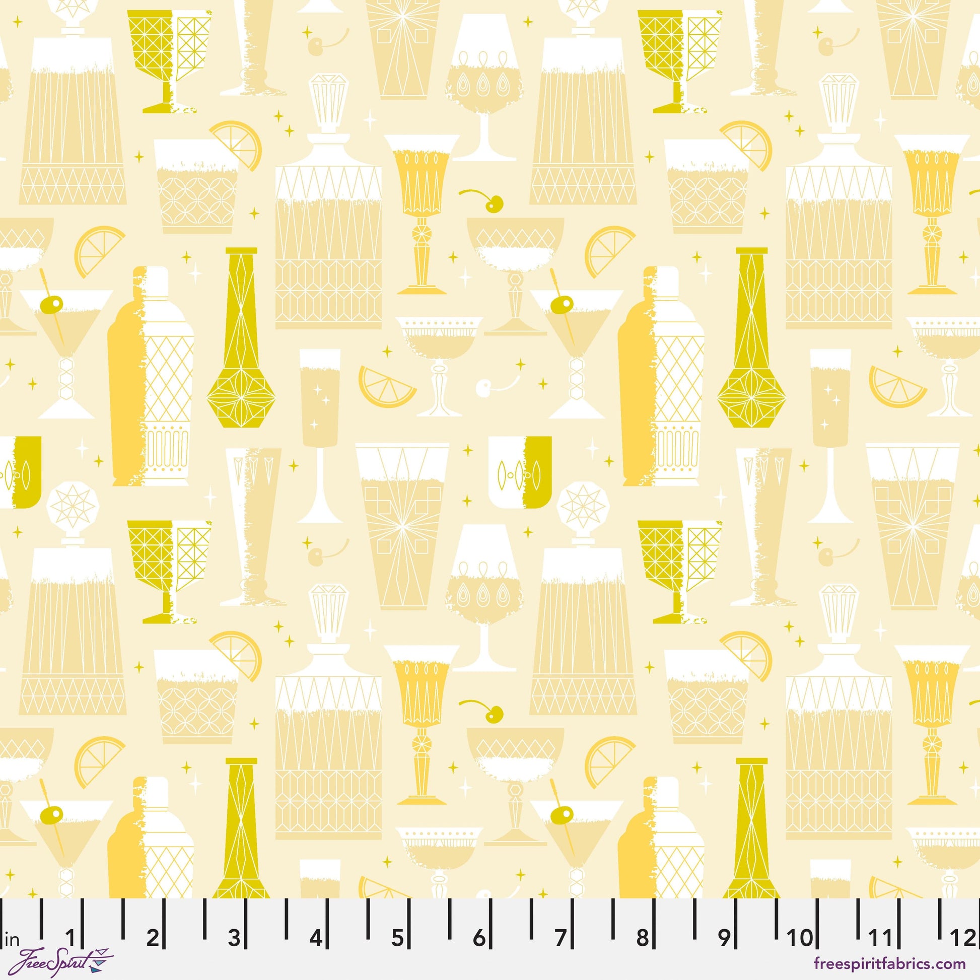 Happy Hour in Lemon quilting fabric, part of the Market Days fabric collection by Stacy Peterson (SKU: PWST046.XLEMON)