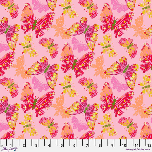 Butterfly Brooch in Pink quilting fabric, part of the Market Days fabric collection by Stacy Peterson (SKU: PWST047.XPINK)