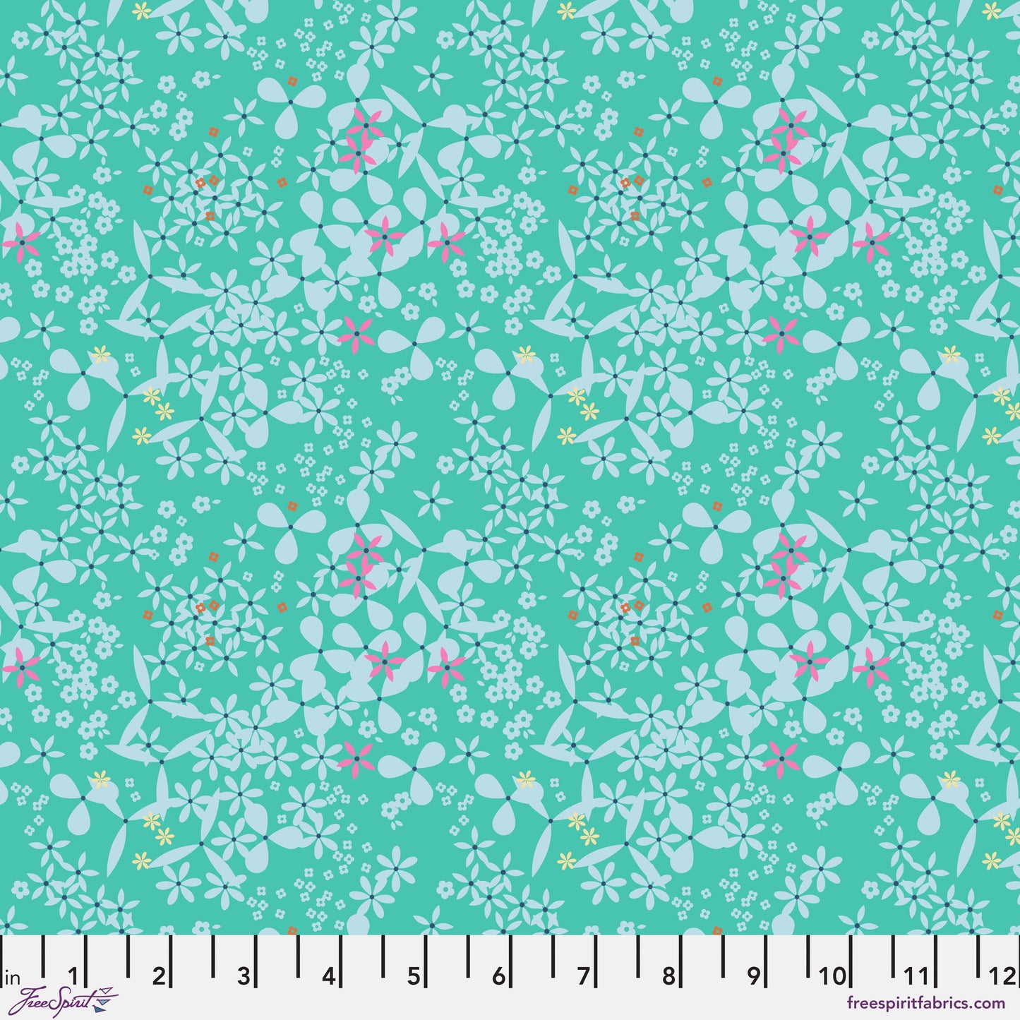 Doodah in Aqua quilting fabric, part of the Market Days fabric collection by Stacy Peterson (SKU: PWST049.XAQUA)