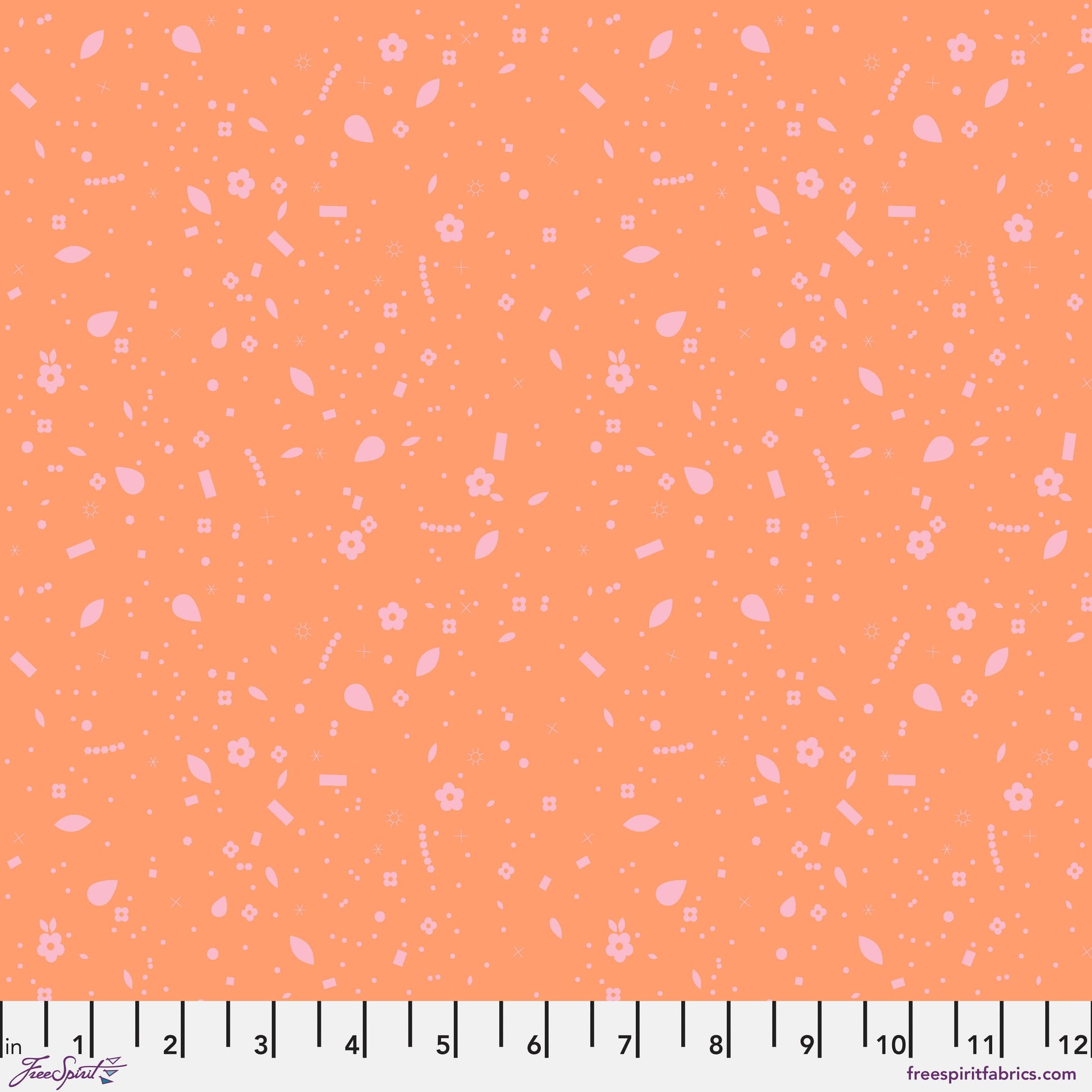 Baubles and Bits in Coral quilting fabric, part of the Market Days fabric collection by Stacy Peterson (SKU: PWST050.XCORAL)