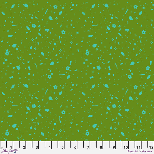 Baubles and Bits in Green quilting fabric, part of the Market Days fabric collection by Stacy Peterson (SKU: PWST050.XGREEN)