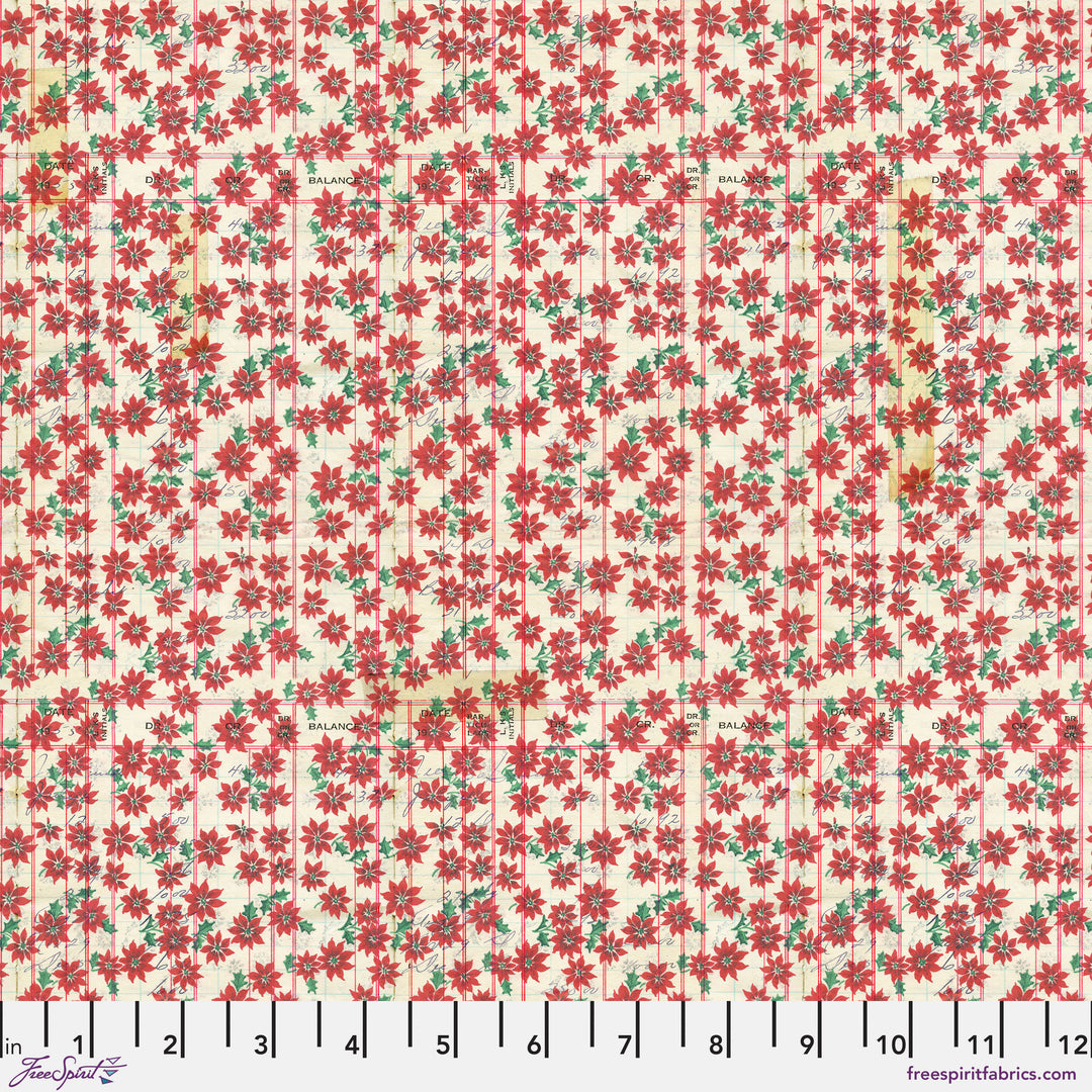 PREORDER - Holidays Past - Festive Ledger in Red - Tim Holtz - PWTH205.RED - Half Yard