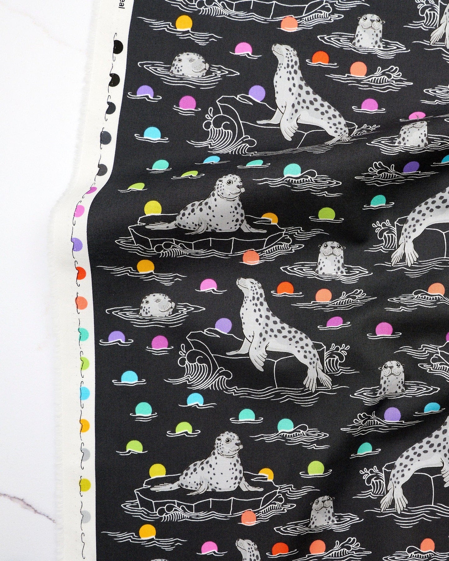 Seal the Deal in Carbon quilting fabric, part of the Graywork fabric collection by Tula Pink (SKU: PWTP259.CARBON)