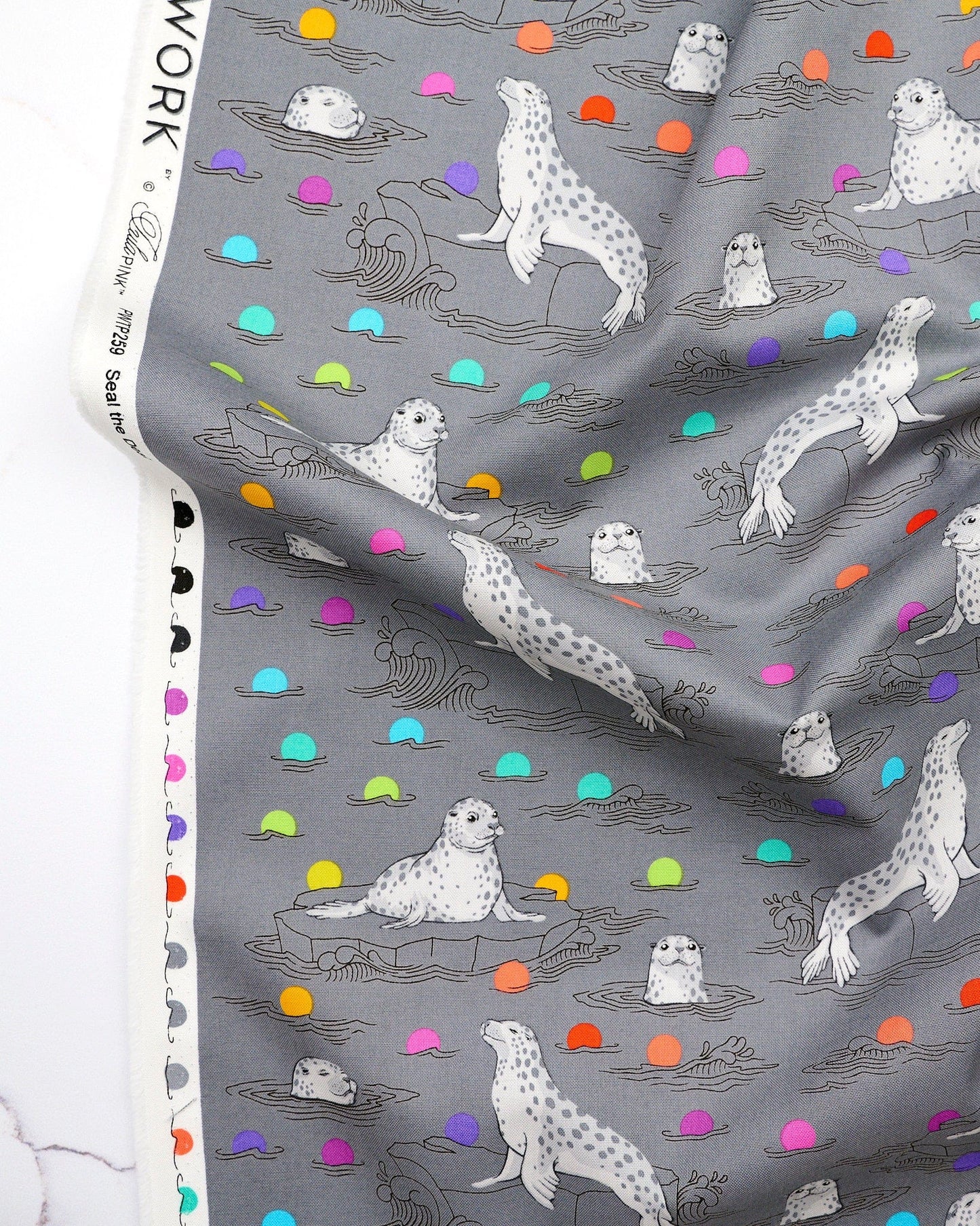 Seal the Deal in Shadow quilting fabric, part of the Graywork fabric collection by Tula Pink (SKU: PWTP259.SHADOW)