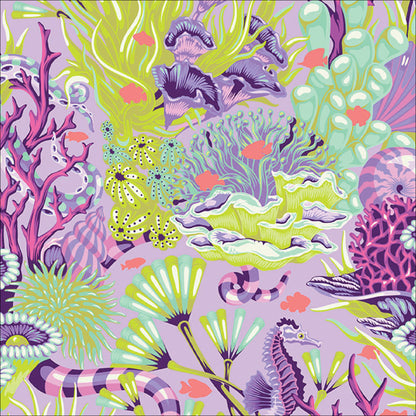 Reef What You Sew in Ultraviolet quilting fabric, part of the Floral Reef fabric collection by Tula Pink (SKU: PWTP264.ULTRAVIOLET)