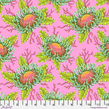 Friends & Anemones in Coralline - Floral Reef by Tula Pink - Half Yard (Preorder)