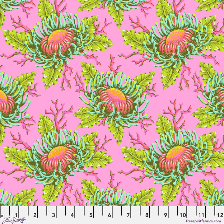 Friends & Anemones in Coralline - Floral Reef by Tula Pink - Half Yard (Preorder)