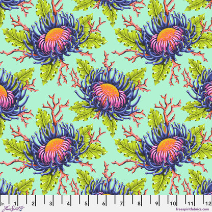 Friends & Anemones in Seafoam - Floral Reef by Tula Pink - Half Yard (Preorder)