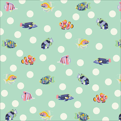 School Crossing in Seafoam quilting fabric, part of the Floral Reef fabric collection by Tula Pink (SKU: PWTP268.SEAFOAM)