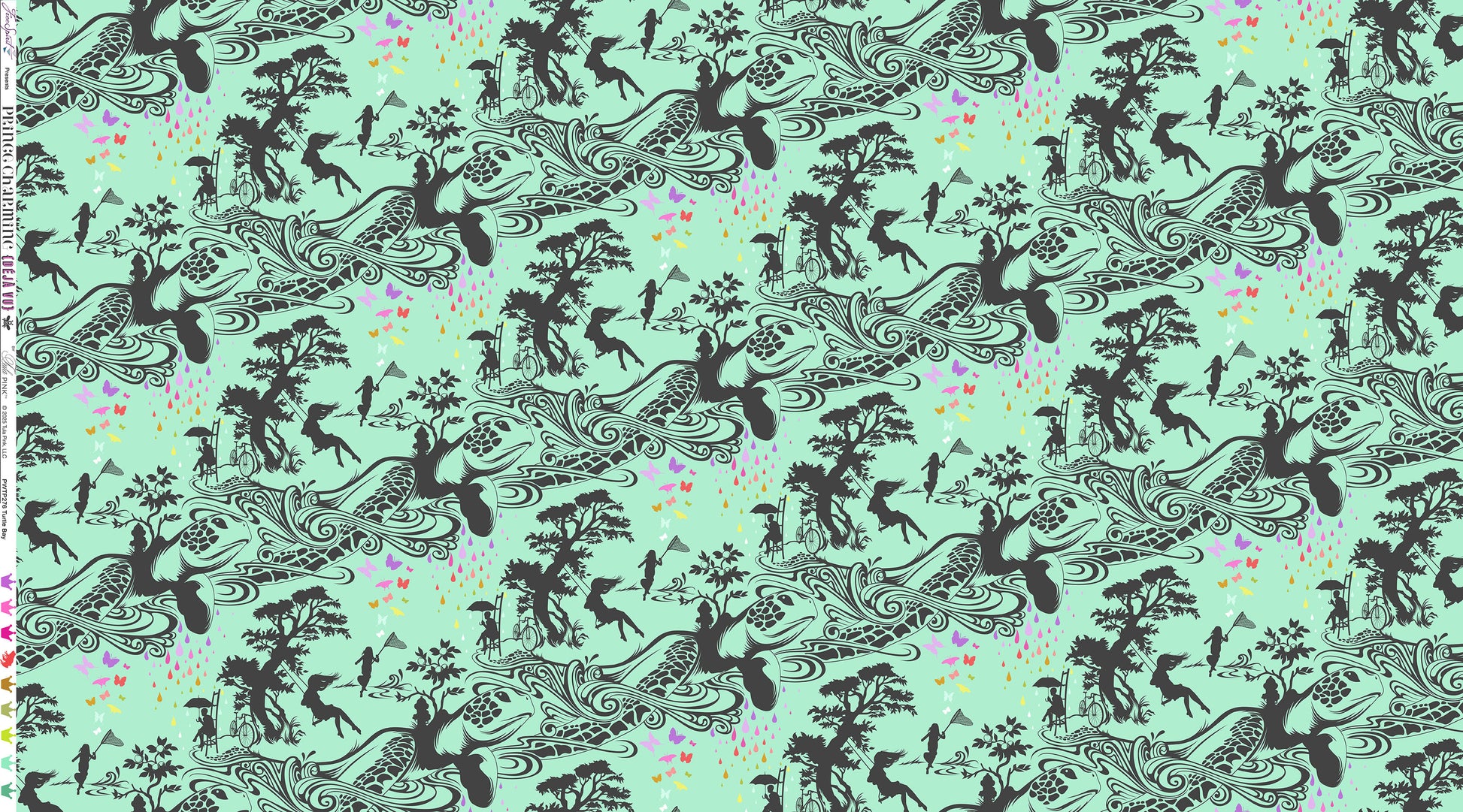 Turtle Bay quilting fabric, part of the Prince Charming Déja Vu fabric collection by Tula Pink (SKU: PWTP276.SWEETMINT)