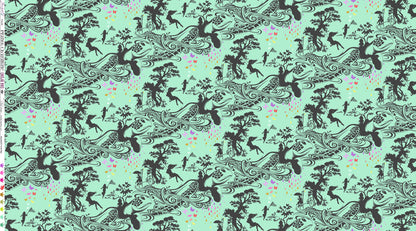 Turtle Bay quilting fabric, part of the Prince Charming Déja Vu fabric collection by Tula Pink (SKU: PWTP276.SWEETMINT)