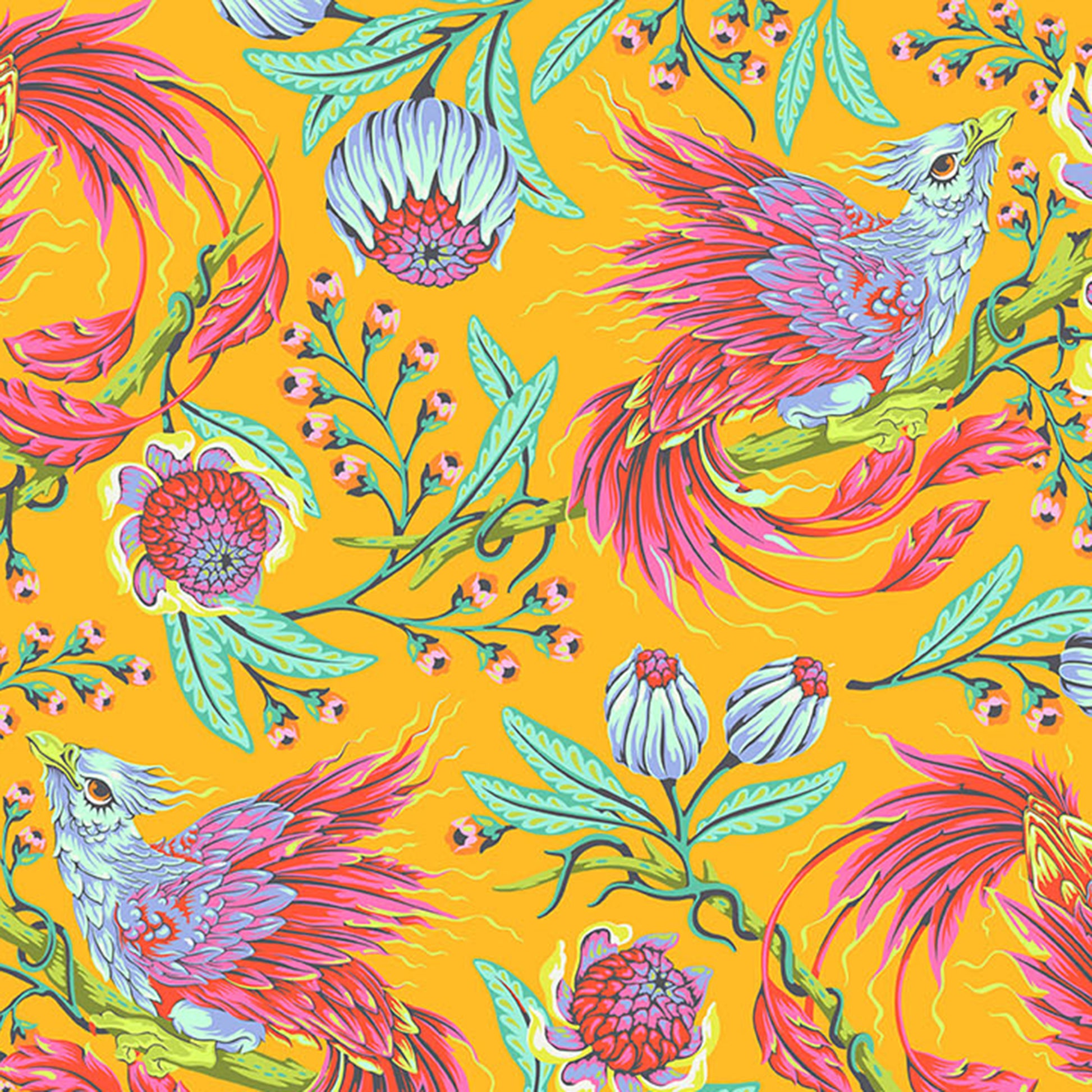 Hot Wings in Dandelion quilting fabric, part of the Legendary fabric collection by Tula Pink (SKU: PWTP281.DANDELION)
