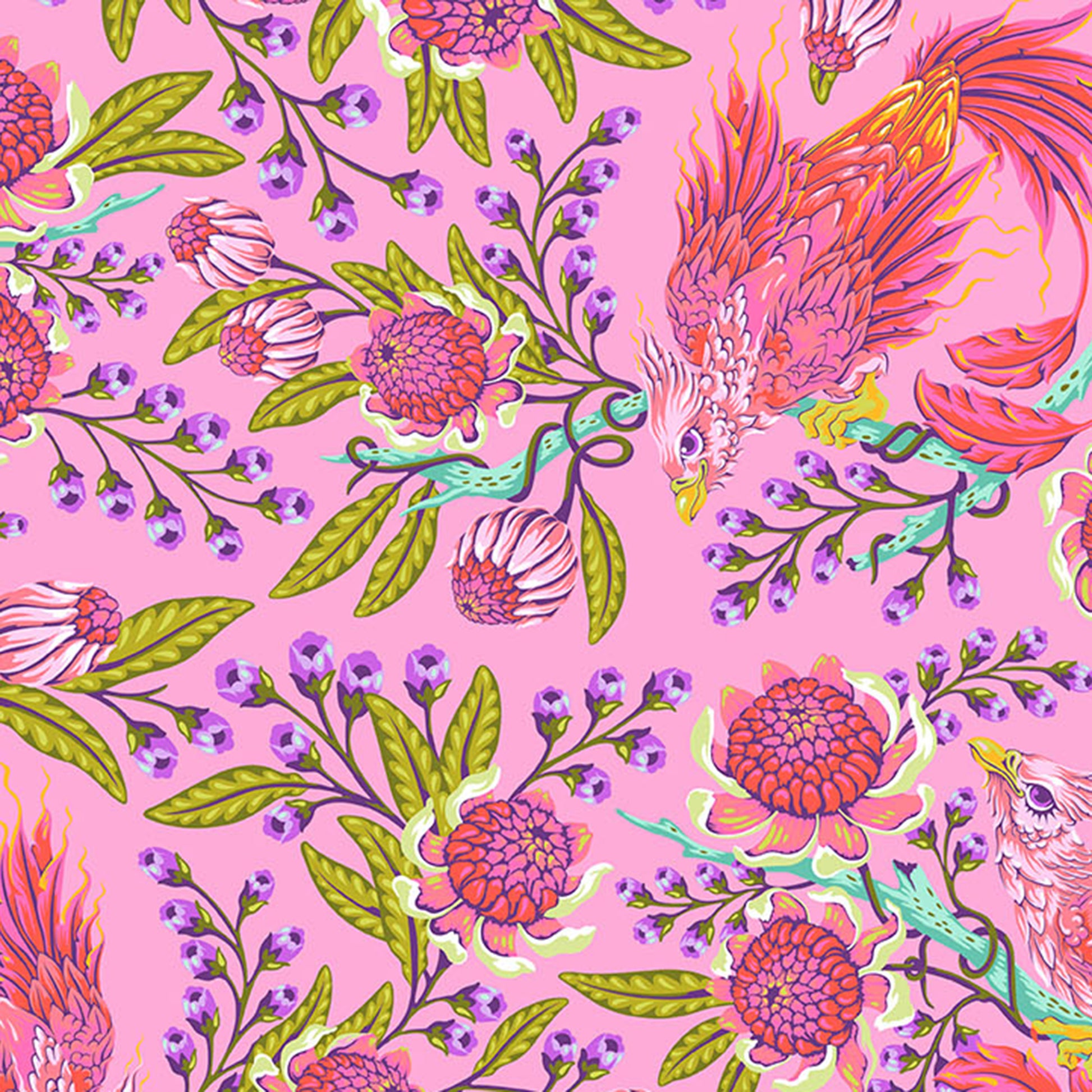 Hot Wings in Wild Orchid quilting fabric, part of the Legendary fabric collection by Tula Pink (SKU: PWTP281.WILDORCHID)