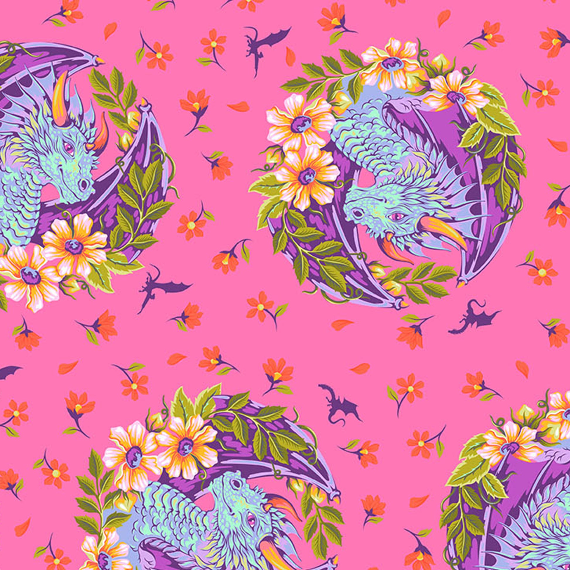 Dragon Ball She Sugar Plum quilting fabric, part of the Legendary fabric collection by Tula Pink (SKU: PWTP282.SUGARPLUM)