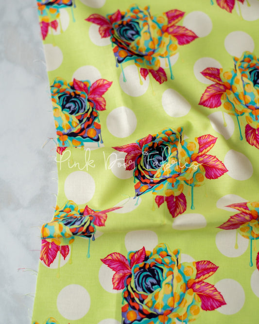 Painted Roses in Sugar - Curiouser & Curiouser by Tula Pink - PWTP161.SUGAR