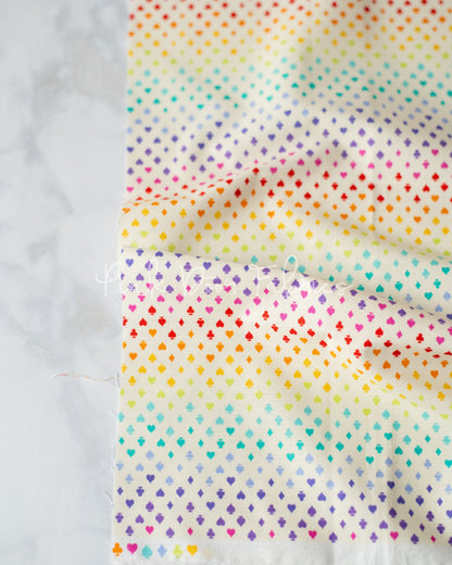 Cotton quilting fabric pattern called 'Suited and Booted in Wonder'. Part of the 'Curiouser & Curiouser' fabric collection. Designed by Tula Pink for fabric company Free Spirit Fabrics. SKU: PWTP168.WONDER. 44-45 inch width.