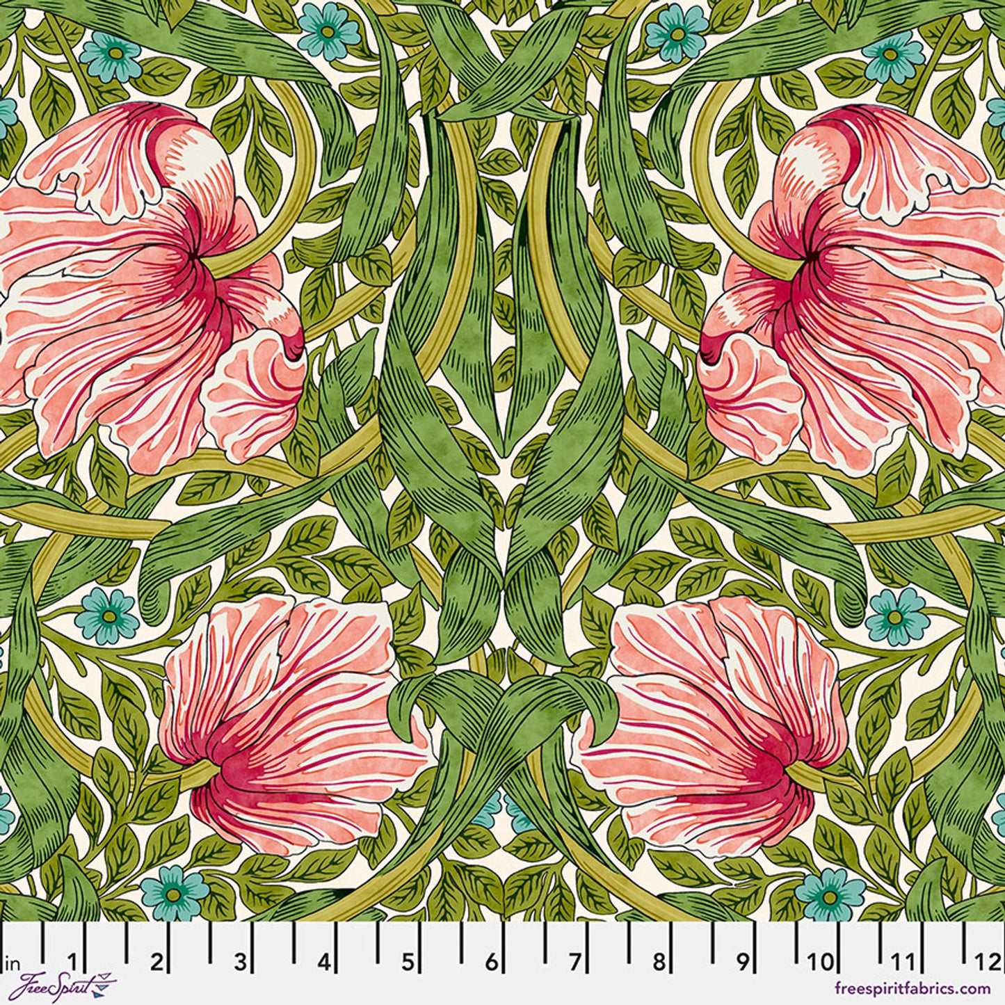 Pimpernel in Green quilting fabric, part of the Bedford Park fabric collection by The Original Morris & Co (SKU: PWWM024.GREEN)