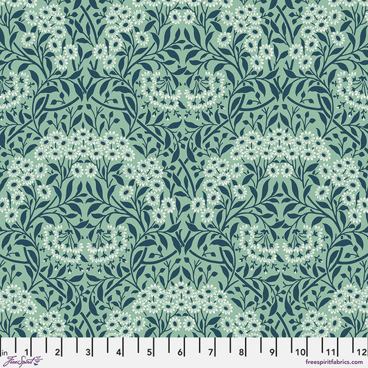 Michaelmas Daisy in Mint quilting fabric, part of The Original Morris & Co fabric collection (SKU: PWWM035.MINT)