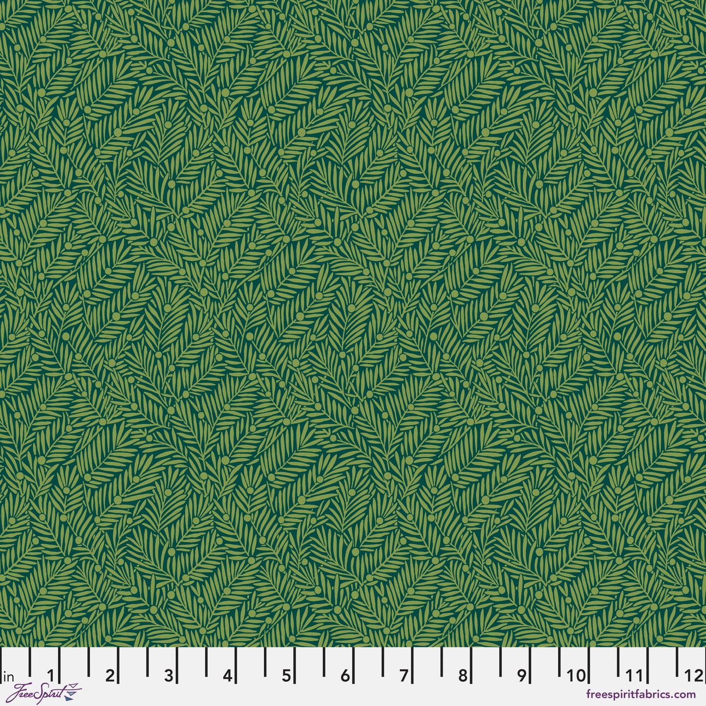 Yew & Aril in Teal quilting fabric, part of the Bedford Park fabric collection by Morris & Co (SKU: PWWM135.TEAL)