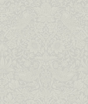 Tonal Strawberry Thief in Farringdon Grey quilting fabric, part of the Trellis Palette fabric collection by The Original Morris & Co (SKU: PWWM153.FARRINGDONGREY)