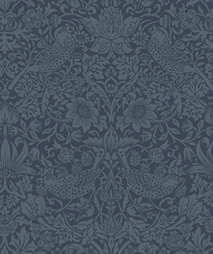 Tonal Strawberry Thief in Inky Fingers quilting fabric, part of the Trellis Palette fabric collection by The Original Morris & Co (SKU: PWWM153.INKYFINGERS)