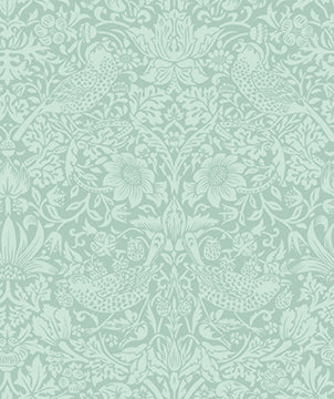 Tonal Strawberry Thief in Kelmscott Water quilting fabric, part of the Trellis Palette fabric collection by The Original Morris & Co (SKU: PWWM153.KELMSCOTTWATER)