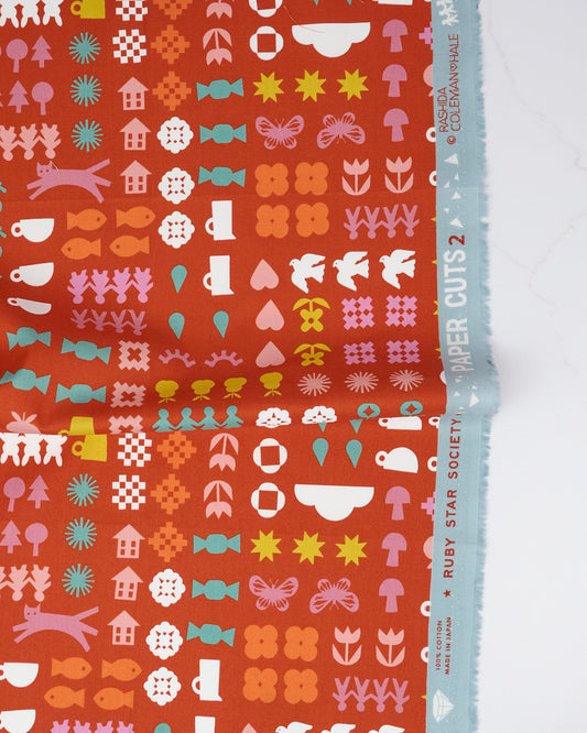 Together in Persimmon - Paper Cuts 2 by Rashida Coleman Hale - Half Yard Fabric (Preorder)
