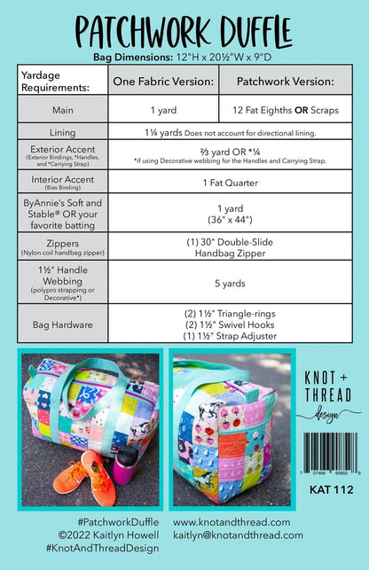 Patchwork Duffle - Knot and Thread Designs - KAT112 - Printed Pattern