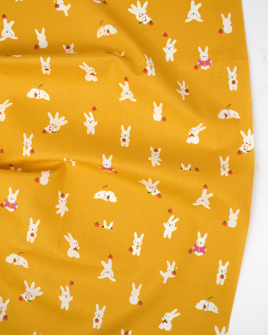 Bun E and Sammy in Dandelion - Persimmon by Rashida Coleman Hale - Half Yard Fabric (Preorder)