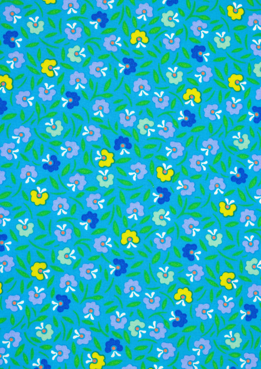 Petunia Bright Blue quilting fabric by Petit Pan.