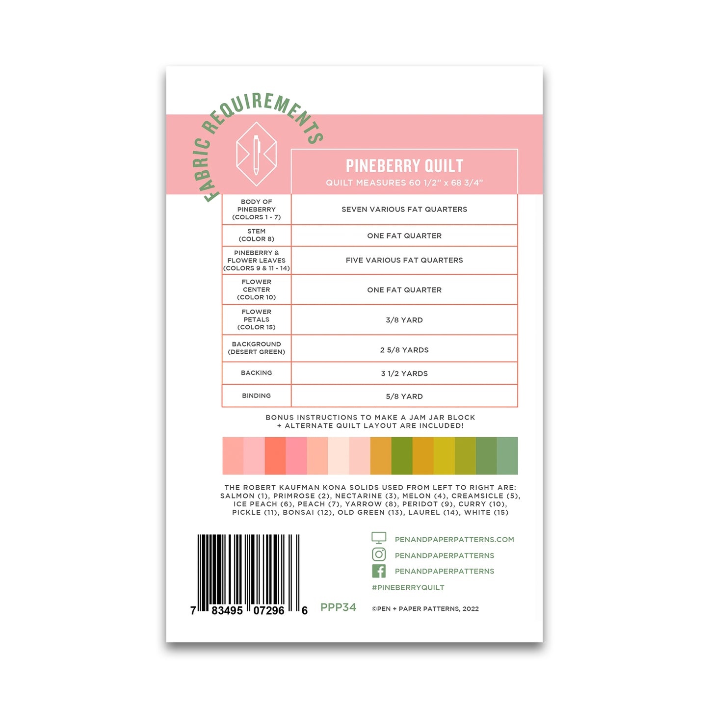 Pineberry - Printed Pattern - Pen + Paper Patterns - PPP 34