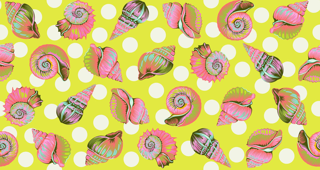 Big Shelly in Seagrass 108" wideback quilting fabric, part of the Floral Reef fabric collection by Tula Pink (SKU:QBTP021.SEAGRASS)