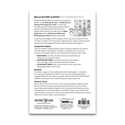 Bella Accent Sleeves FPP Expansion Pack - Patterns by Annie - Paper Pattern - QE103