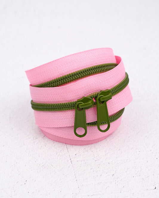 40" Handbag Zipper - Olive Blossom - Renaissance Ribbons