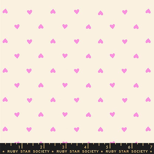 Hearts in Neon Rose quilting fabric, part of the Trinketry fabric collection by Melody Miller (SKU: RS0091 22)