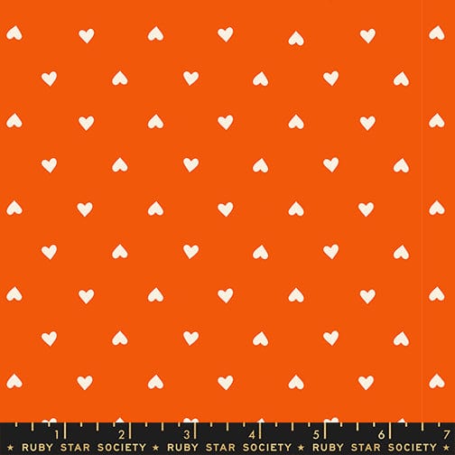 Hearts in Goldfish quilting fabric, part of the Trinketry fabric collection by Melody Miller (SKU: RS0091 28)